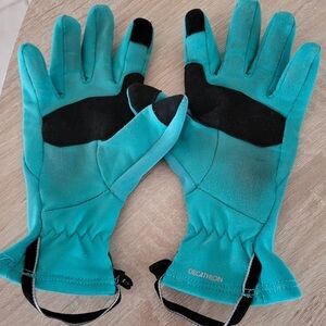 Turquoise Gloves with Black Trim